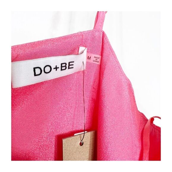 Do+Be Dress Womens Medium Side Tie Sleeveless Mini  Pink Satin Ladies Medium Gla - Picture 8 of 9